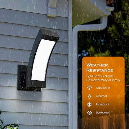 Outdoor Wall Light Porch Light for House,LED Wall Mount Lamp Exterior Lighting Fixture Arc Wall Sconce for Porch Front Door Garden Yard Patio IP54 Waterproof 7.5W 600Lm 3000K (Dark Grey)