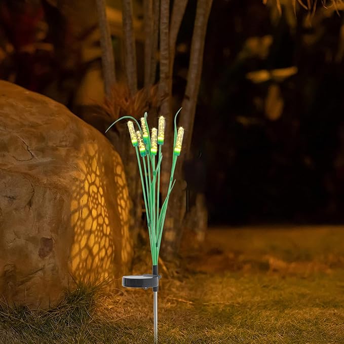 SAFIGLE Solar Powered Outdoor Lawn Lights Waterproof Solar Garden Path Lights with 6-Head Stake for Yard and Patio Decoration