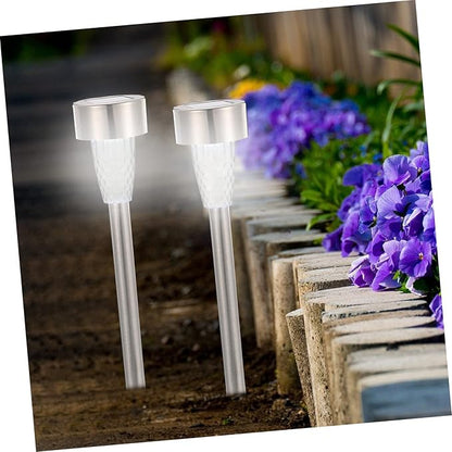 Wakauto 12pcs Solar Powered Stainless Steel Lawn Lights Outdoor Garden Pathway Lighting Kit with Bright White LED for Patio Decor