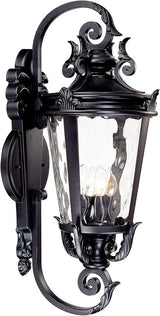 John Timberland Casa Marseille European Outdoor Wall Light Fixture Textured Black Scroll Arm 31" Clear Hammered | Lumora