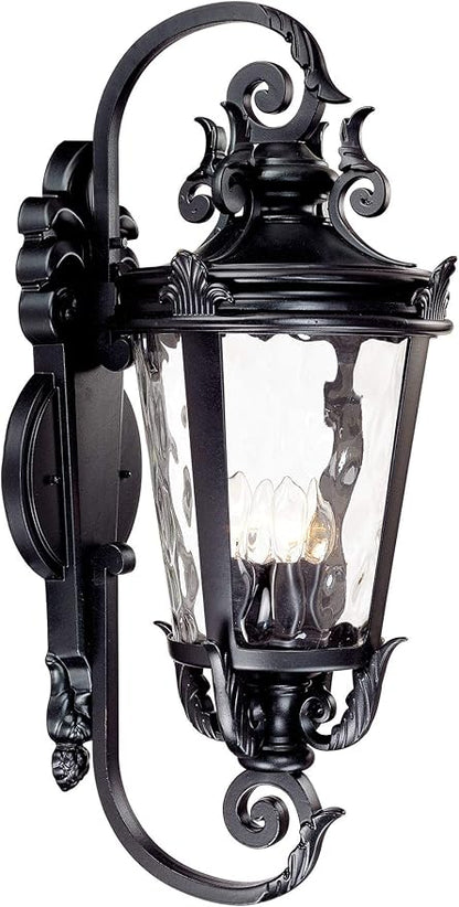 John Timberland Casa Marseille European Outdoor Wall Light Fixture Textured Black Scroll Arm 31" Clear Hammered Glass for Exterior House Porch Patio Outside Deck Garage Yard Front Door Home
