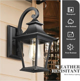 Emliviar Outdoor Wall Lights 2 Pack - Exterior Porch Lights Wall Mount in Black Finish with Clear Glass, XE219B-2PK | Lumora