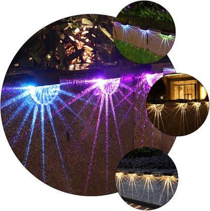 4pcs Solar Stair Lights Outdoor Waterproof Fence Lamps Solar Powered Decorative Step Lighting for Patio Garden Pathway Random Color