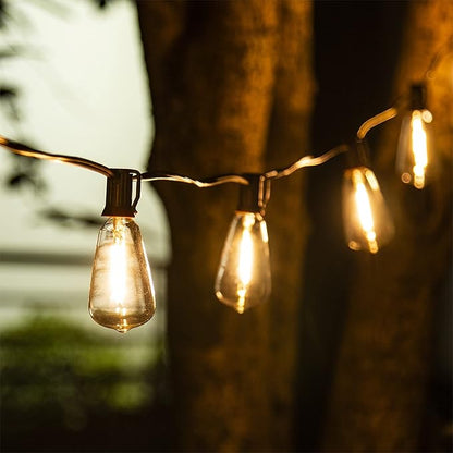 Vanthylit Outdoor String Lights, 15 FT Patio String Lights with LED Filament Bulb Waterproof Lights Retro Vintage Edison Bulbs for Backyard Patio Bistro Party Garden Connectable