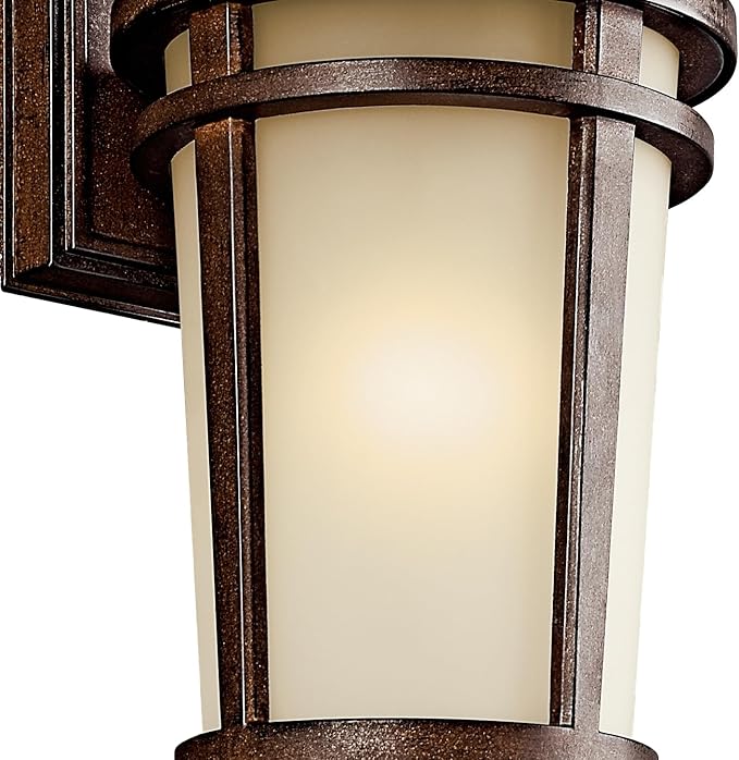 Kichler Atwood 11" Outdoor Wall Light with Light Umber Mist Glass and Brown Stone, 1-Light Exterior Wall Sconce | Lumora