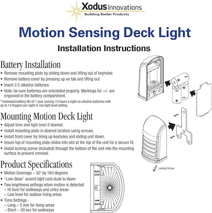 Xodus Innovations BL776 Battery Operated Motion Activated LED Deck and Stair Light, Outdoor or Indoor Use, Weather Resistant (Bronze) Pack of 2