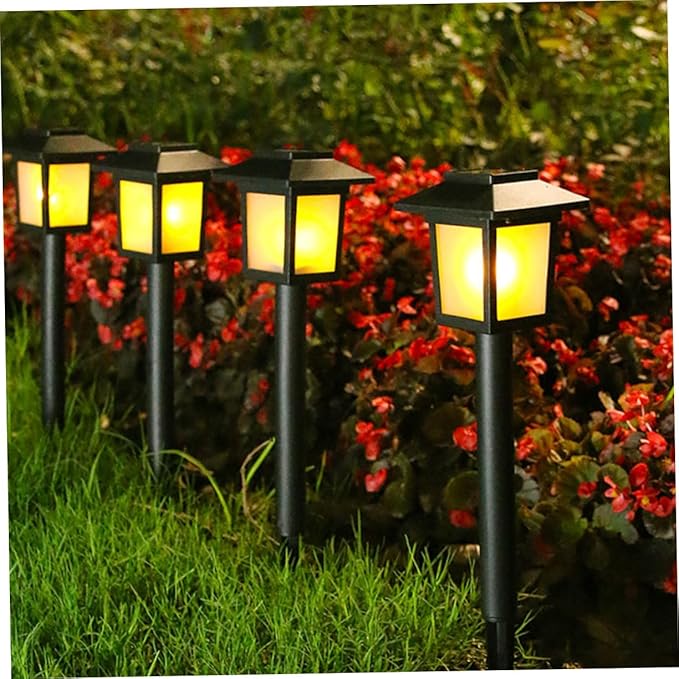 jojofuny 4pcs Solar Lawn Lights Outdoor Led Garden Decor for Pathway Black Solar Lamps Easy Installation for Home Use