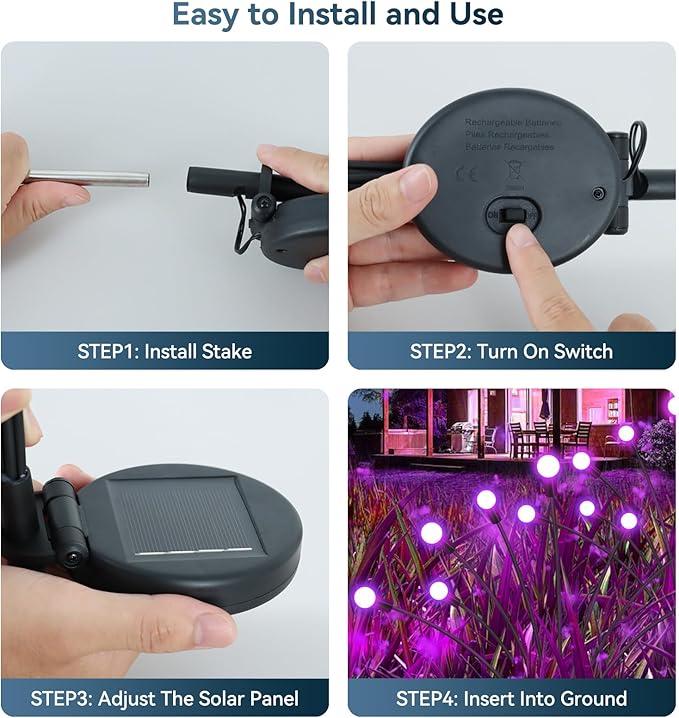 Solar Garden Lights Outdoor Waterproof, 2 Pack 16 LED Swaying Light Firefly Light Outdoor Decor Lights for Pathway | Lumora