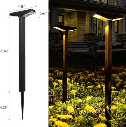 Anern Solar Pathway Lights Outdoor, 2 Pack Driveway Lights with Larger Solar Panel, Auto On/Off up to 10 Hrs Waterproof Outdoor Lights for Yard, Patio, Lawn (Warm White)