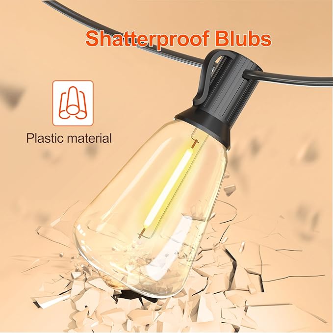 100FT Solar String Lights Outdoor Waterproof with Remote Control Solar Patio Lights 30+2 shatterproof LED ST38 | Lumora