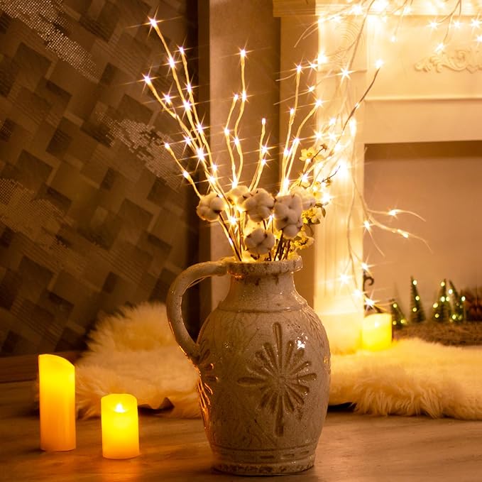 Vanthylit 3PK 30'' Lighted Birch Twig Branches with 60 LED Warm White Bulbs Waterproof Adapter in for Outdoor and | Lumora