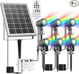 CLY Solar 6 in 1 RGB Spotlights Outdoor Garden, 10 Colors 12 Modes Solar Garden Floodlight Landscape Spotlights | Lumora
