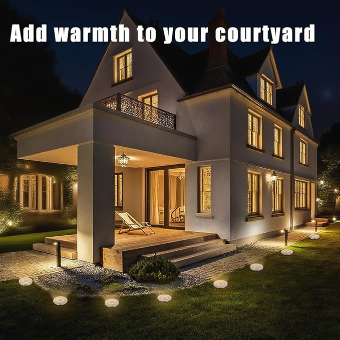 Solar Ground Lights Outdoor, IP65 Waterproof Landscape Lighting for Garden Patio Pathway Lawn Deck Cool White-Warm Light-RGB (Warm Light -12Pack)