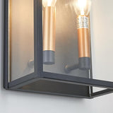 18 Inch Wall Light in Clear Glass and Textured Black and Golden Candle Cap Sleeve,Outdoor Lighting Wall | Lumora