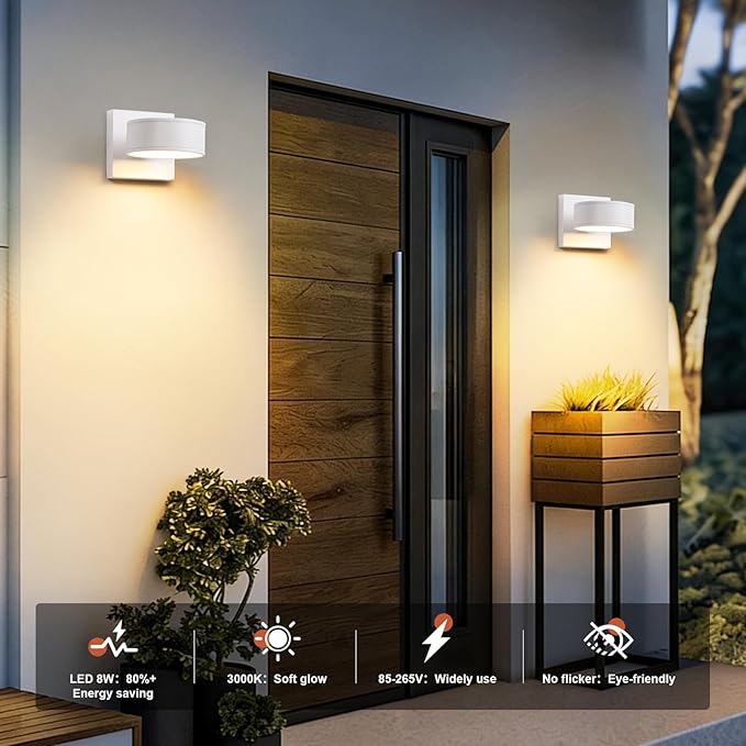 Fire Wolf Aluminum LED Outdoor Wall Light, Modern Black 3000K Outdoor Wall Sconce, Waterproof Front Door Down Light | Lumora