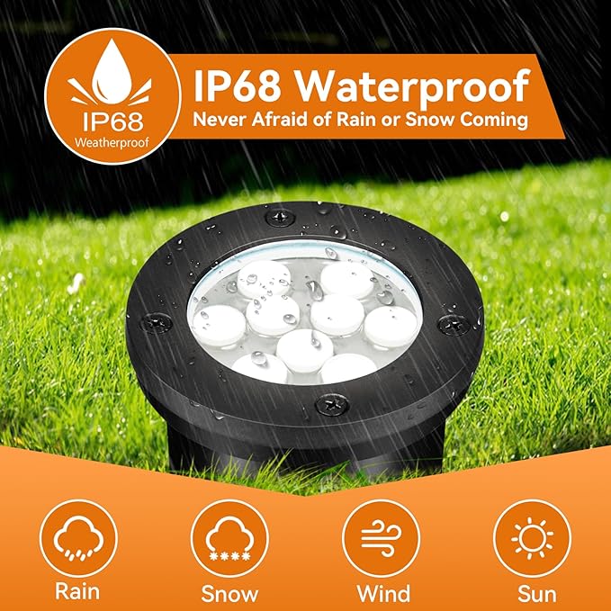 9W Landscape Light, Outdoor 120V In-Ground Lights IP68 Waterproof 5500k Warm White Outdoor Well Lights for Yard | Lumora