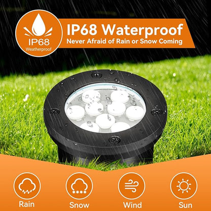 9W Landscape Light, Outdoor 120V In-Ground Lights IP68 Waterproof 5500k Warm White Outdoor Well Lights for Yard Pathway Driveway Deck, 8 Pack