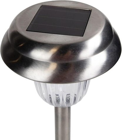 Northlight Set of 4 Stainless Steel Solar Powered LED Pathway Markers, 15"