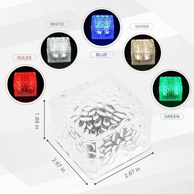 Paver Lights Solar Landscape 1 Pack, Christmas Lights Color Changing Holiday Decor, Square Pavers for Outside Patio, Vibrant Garden Glass Bricks Outdoor Patio, Luces Led para Exteriores