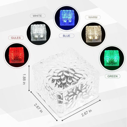 Paver Lights Solar Landscape 1 Pack, Christmas Lights Color Changing Holiday Decor, Square Pavers for Outside Patio, Vibrant Garden Glass Bricks Outdoor Patio, Luces Led para Exteriores