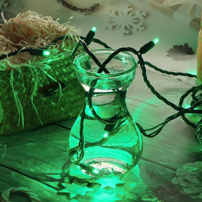 50 LED 5MM Green Christmas Lights, 17FT Indoor/Outdoor String Light, Mini Lights for Garden, Patio, Christmas Trees - Green Wire, Commercial Grade, UL Listed