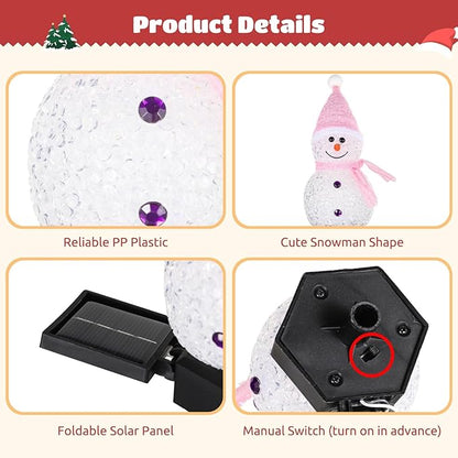 4 PCS Solar Snowman Light Decorations, Solar Christmas Snowman Stake Light, Outdoor Waterproof Solar Powered Garden Snowman Lights, Christmas Yard Decor, Decorative Pathway Light