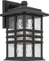 Kichler Beacon Square 14.25" 1-Light Outdoor Wall Light with Clear Hammered Glass in Textured Black, for Exterior | Lumora
