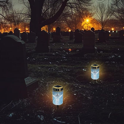 Peace Dove Cross Solar Powered Lights Multipurpose Solar Garden Stake Lights Cemetery Decorations for Grave Decorative Memorial Candle Gravesite Decor for Loss of Loved One