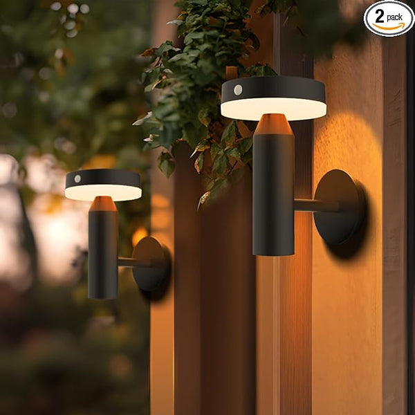 Round Solar Wall Lights - Solar Powered Wall Lamps - LED Lights - PIR Sensor & Two Lighting Modes - Rechargeable | Lumora