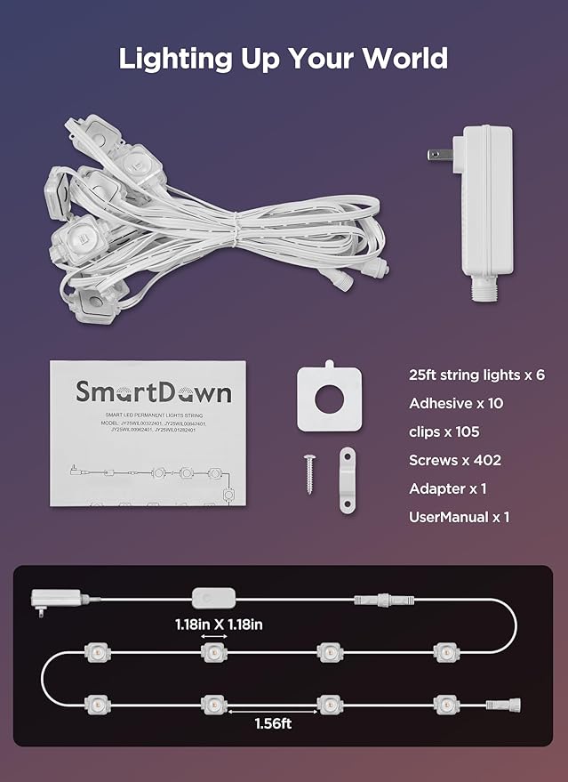 Permanent Outdoor Lights, 150FT with 96 Smart RGB LED Lights, DIY Scene Mode, IP68 Waterproof Christmas Lights for | Lumora