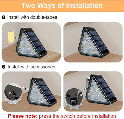 Solar Step Lights, Stair Fence Triangle Lights IP67 Outdoor Waterproof LED Deck Light for Garden Yard Patio, Porch, Front Door, Outside, Pathway, Warm White 6 Pack