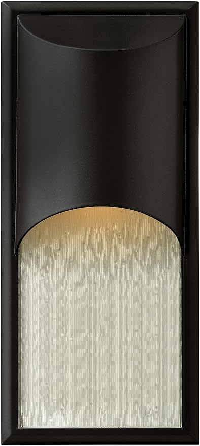 Hinkley Cascade Medium Tall Wall Mount Lantern - Aluminum, 1-Light, Amber Etched Organic Rain Glass, Dark Sky | Lumora