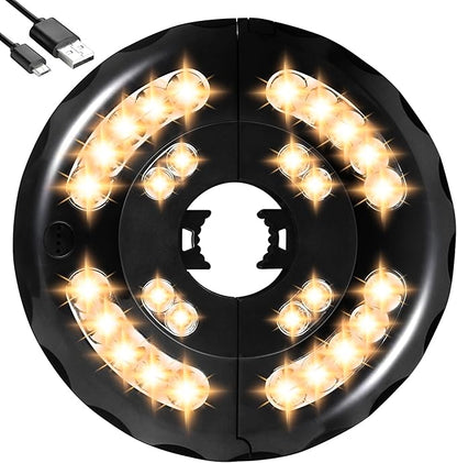 Dual-Power Patio Umbrella Light-Rechargeable & Battery Operated Umbrella Lights,3 Lighting Modes Cordless,Umbrella Pole Light for Patio Umbrellas Camping(4 AA Batteries Not Included)