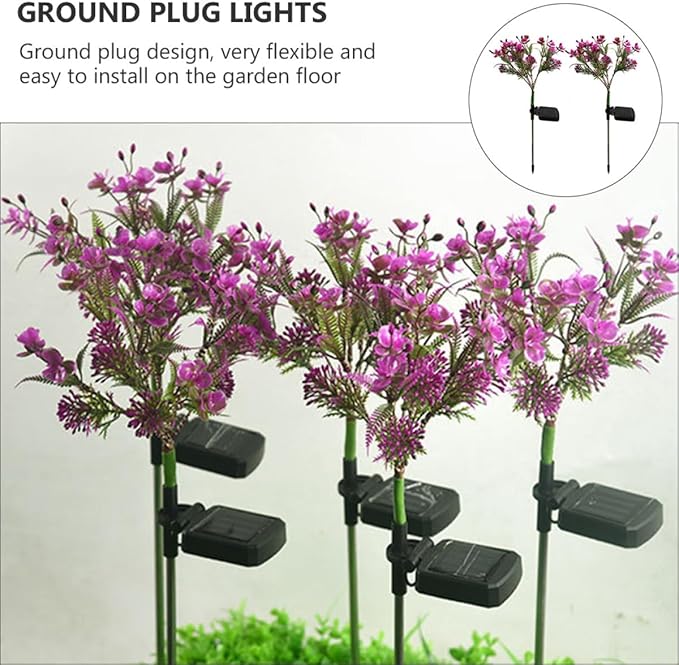 2 Pcs Solar Garden Lights Outdoor Decorative Butterfly Orchid Stake Lamps Waterproof LED Lawn Path Lighting for Patio and Yard