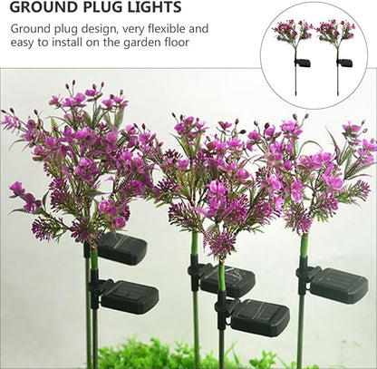 2 Pcs Solar Garden Lights Outdoor Decorative Butterfly Orchid Stake Lamps Waterproof LED Lawn Path Lighting for Patio and Yard
