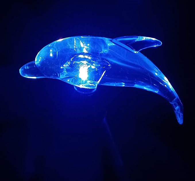 Starry Illuminate 2 PCS Solar Color Changing Dolphin Style Garden Stake Light, Clear