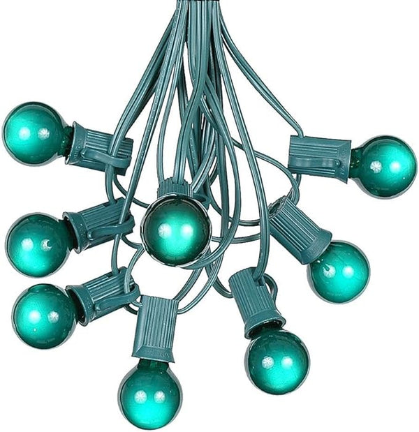 100 Foot G30 Outdoor Patio String Lights with 125 Green Globe Bulbs Indoor/Outdoor Cafe Hanging Lights C7/E12 Base | Lumora