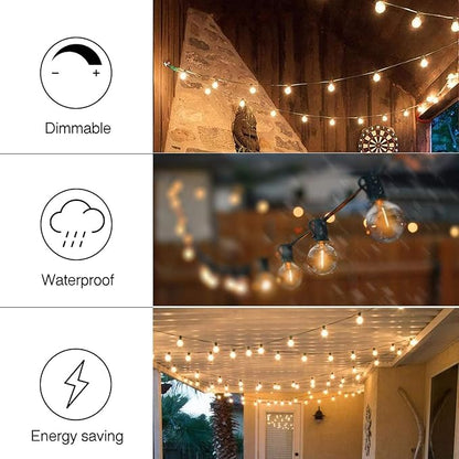 Banord 50FT G40 Globe String Lights with 26 Dimmable Plastic Bulbs, 2700K Waterproof Outdoor LED Lights for Patio, Porch, Cafe, Backyard, E12 Screw Base