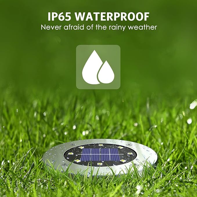 Solar Lights Outdoor Waterproof,12Pack Durable Solar Ground Lights for Landscape Lighting, Decorative Disk Lights for Outside Garden, Patio, Pathway and Yard (White Light)