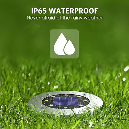 Solar Lights Outdoor Waterproof,12Pack Durable Solar Ground Lights for Landscape Lighting, Decorative Disk Lights for Outside Garden, Patio, Pathway and Yard (White Light)