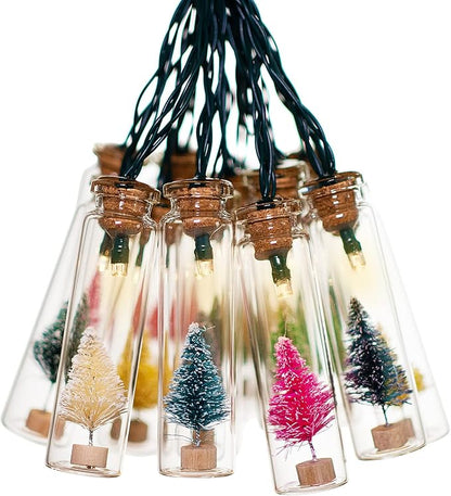 shinar Solar Lights 15 Glass Jar warmwhite LED with Christmas Tree Solar String Lights Lanterns Warm White for Outdoor Garden Christmas Tree Party Wedding Decoration Waterproof (15 Christmastree)