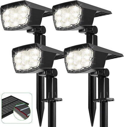 ropelux Solar Spotlights Outdoor,Solar Lights for Outside Dusk-to-Dawn with 2 Modes Pathway Landscape Wall Lighting,2-in-1 Solar Powered Light Waterproof with Adjustable Lamp Head and Solar Panel