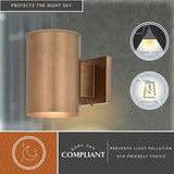 VAXCEL Chiasso Modern Outdoor Porch Light, 5" W x 7.25" H Gold Brass Cylinder Wall Sconce, Waterproof Dark Sky Wall | Lumora