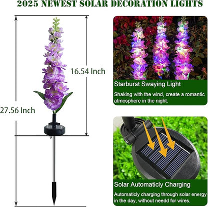 Solar Garden Lights Outdoor,4 Pack Colorful Waterproof Decorative Solar Lights Outdoor 20 LED Hyacinth Flower Garden Decor Yard Patio Lawn, Gifts for Mother's Day Mom
