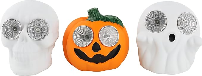 Greenbrier International Halloween Spooky Solar Cement Decorations Lights Outdoor Lights Easy Install Garden Lights for Garden Path Walkway (Variety Pack, 6 Pack)