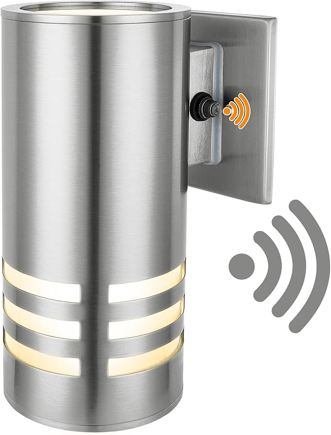 Outdoor Wall Lights, Exterior Dusk to Dawn Sensor Wall Lanterns, Stainless Steel Front Door Lights with E26 Base | Lumora