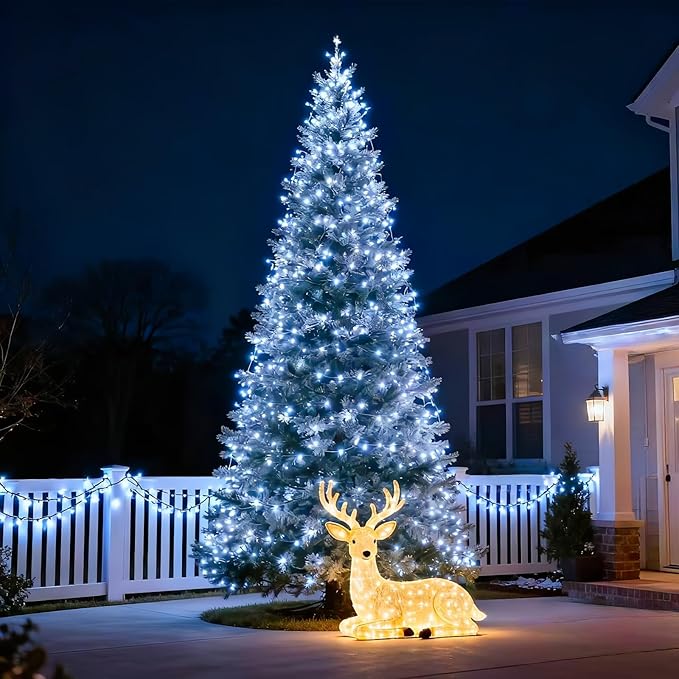 LUCKY SHINE 150 LED White Christmas Lights, Commercial Grade Green Wire String Lights 50ft, for Indoor Outdoor Party, Garden, Patio.