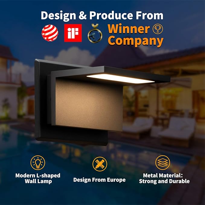 Wall Light Outdoor LED Wall Mount Lamp Modern Wall Sconce Lighting Lantern Fixture Grey Aluminum Lights for Porch Front Door Garden Yard Patio IP54 Waterproof 10W 680Lm 3000K
