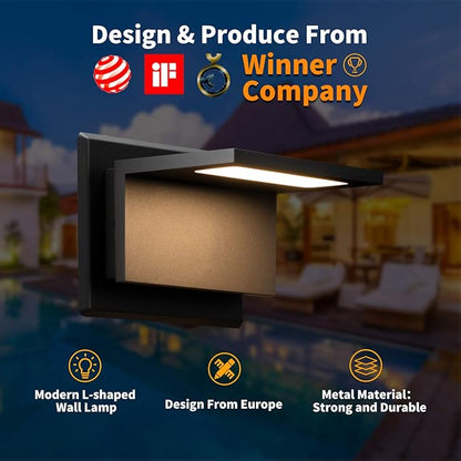Wall Light Outdoor LED Wall Mount Lamp Modern Wall Sconce Lighting Lantern Fixture Grey Aluminum Lights for Porch Front Door Garden Yard Patio IP54 Waterproof 10W 680Lm 3000K