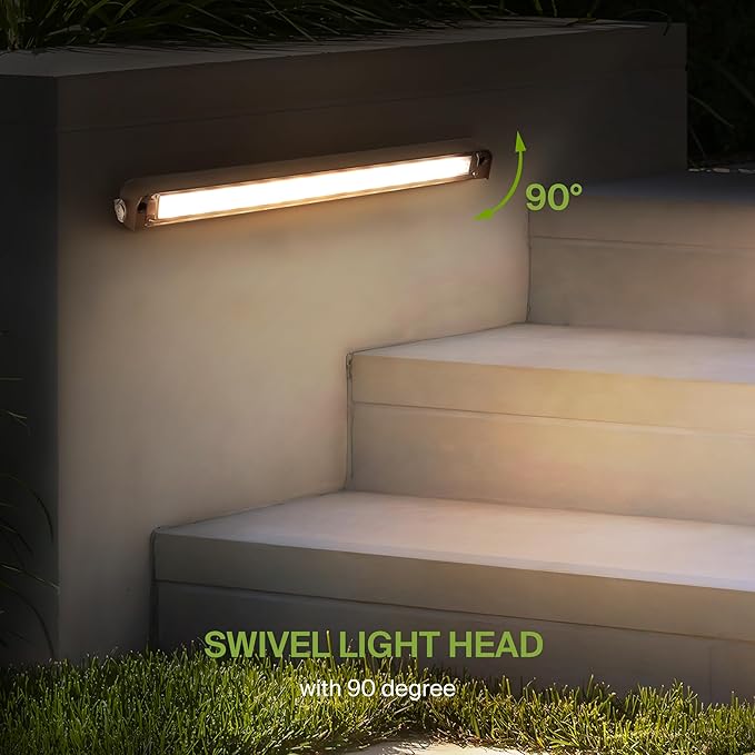 ASD LED 12 Inch Retaining Wall Light Fixture, Hardscape Paver Lighting | 5CCT, Low Voltage, Swivel, Waterproof, ETL Listed | 5W 330LM 2200K-5000K 12V | Landscape Step Illumination | Bronze, 4 Pack